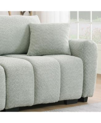 110" Modular Sectional Sofa, L-Shape, Extra-Large Seat, Movable Ottoman, Boucle Fabric