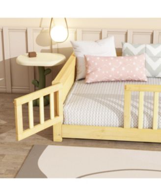 Twin Size Floor Bed with Book Rack and Door