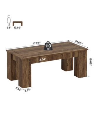 Rectangle Coffee Table for Living Room, 47-Inch Farmhouse Center Cocktail Table with Sturdy Legs