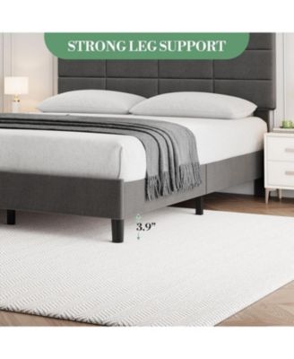 Upholstered Full Bed Frame with Adjustable Headboard, Linen Upholstered Platform Bed, No Box Spring Needed, 700Lbs Strong Metal Support