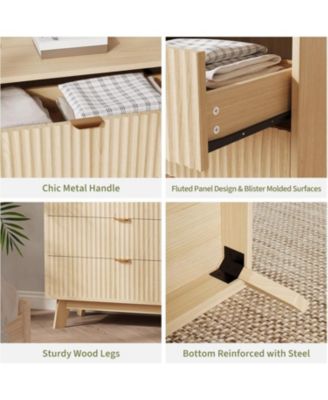 Fluted 5-Drawer Modern Dresser, Wood Storage Chest Organizer for Bedroom or Hallway