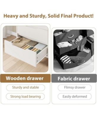 6-Drawer Bedroom Dresser, 47.2" Wide Freestanding Wooden Storage Chest for Living Room & Entryway