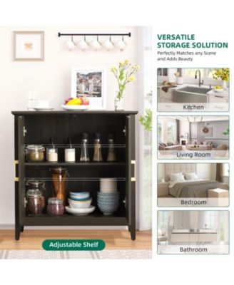 Farmhouse Sideboard Buffet Storage Cabinet with Adjustable Shelf, Coffee Bar Cabinet