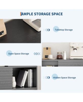 Modern 3-Tier Accent Cabinet with Doors, Wooden Buffet Sideboard with Metal Legs for Living Room or Dining Room