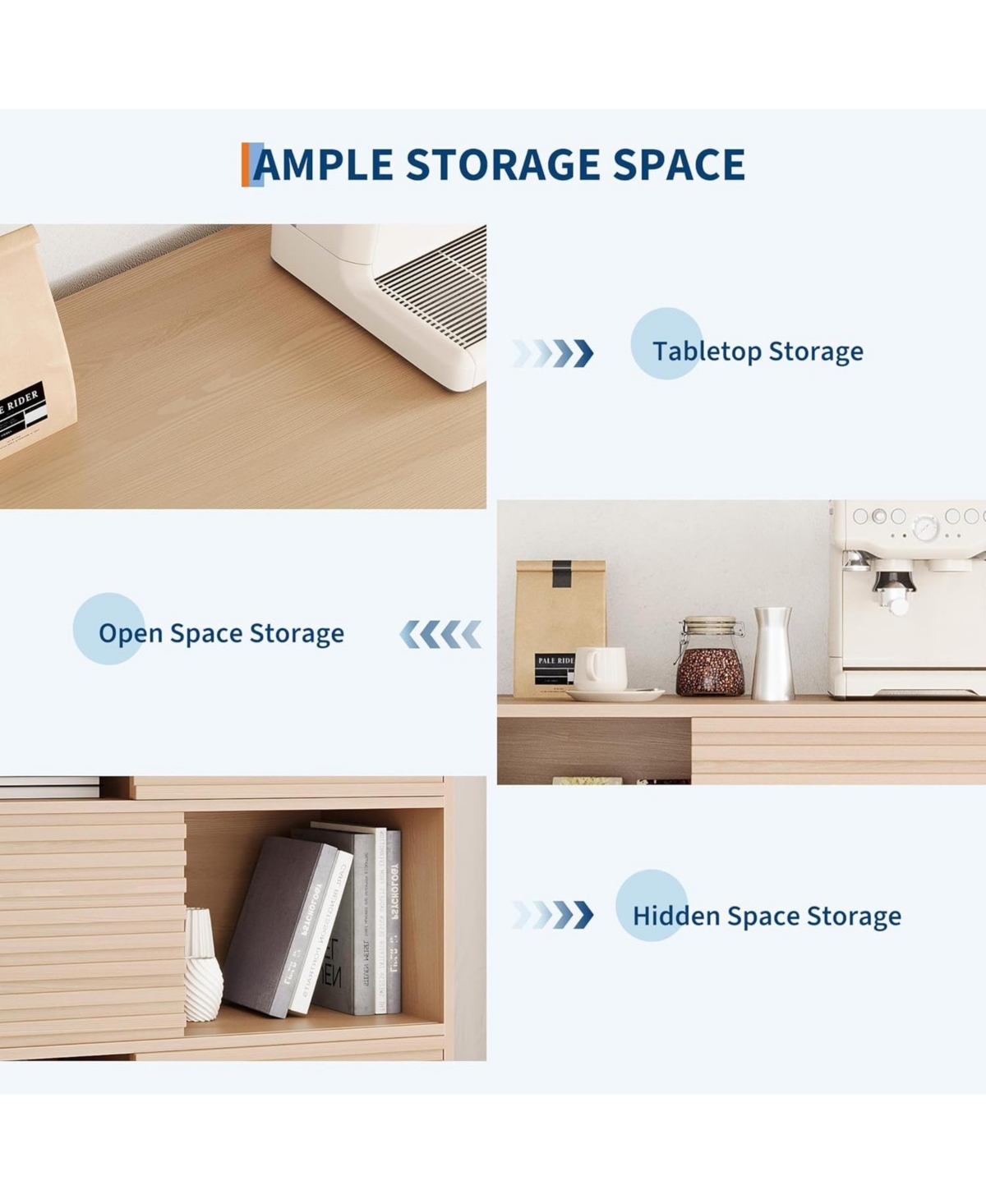 gaomon Modern 3-Tier Accent Cabinet with Doors