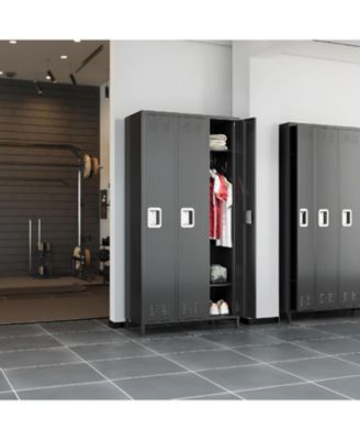 72" Tall 3-Door Metal Office Storage Cabinet with Hooks and Shelves, Steel Locker Cabinet for Office or Gym