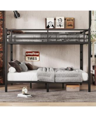Metal Queen/Queen Bunk Bed - Space-Saving, Noise-Reduced