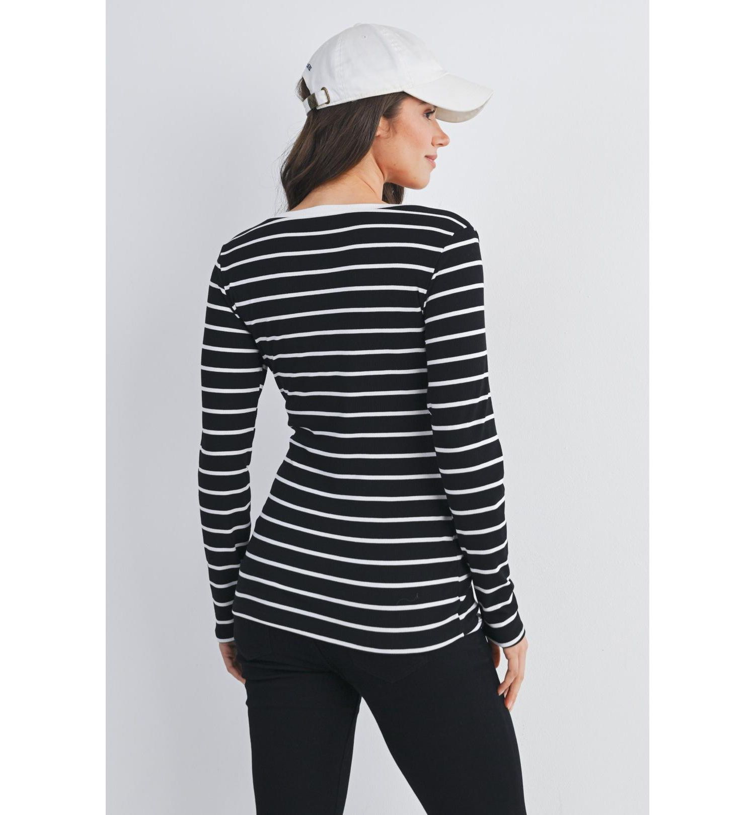 Maternity Striped V Neck Long Sleeve Top