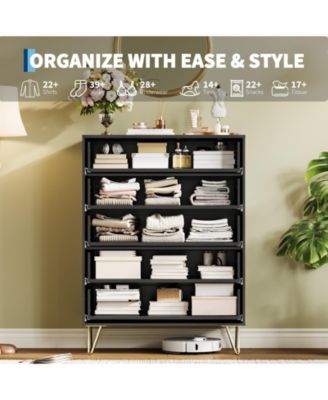 Fluted 5-Drawer Dresser for Bedroom, 32" Wide Modern Wooden Chest of Drawers