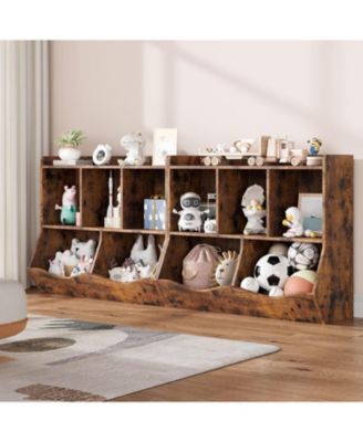 Kids Bookshelf and Toy Storage Bookcase, Multi-Shelf Cubby Organizer for Playroom and Classroom