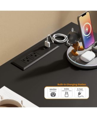 63" Wide Chest of Drawers with LED Light and Charging Station