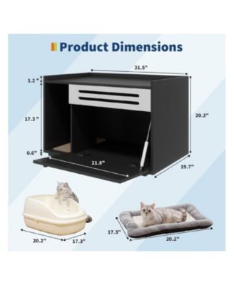 Modern Litter Box Enclosure Cabinet, Concealed Litter Box with Vent Door and Side Storage Drawer