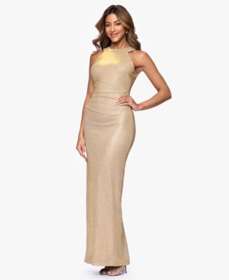 Women's Metallic Halter Neck Ball Gown