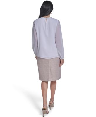 Women's Mixed Media Novelty Trim Top