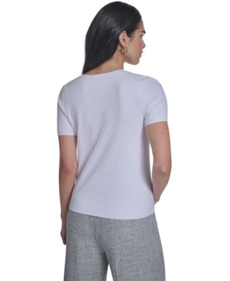 Women's Short-Sleeve Textured Sweater