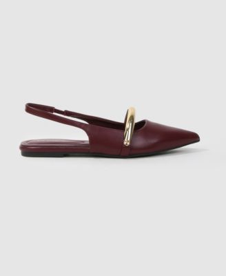 Women's Reina Slingback Flats with Gold-Tone Bar Detail