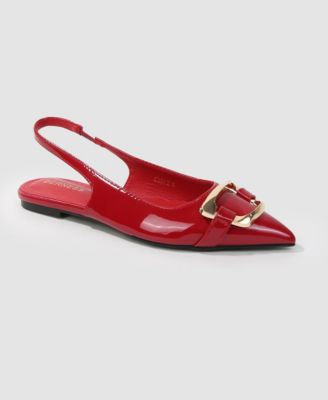 Women's Caeli Slingback Flats with Gold Tone Buckle