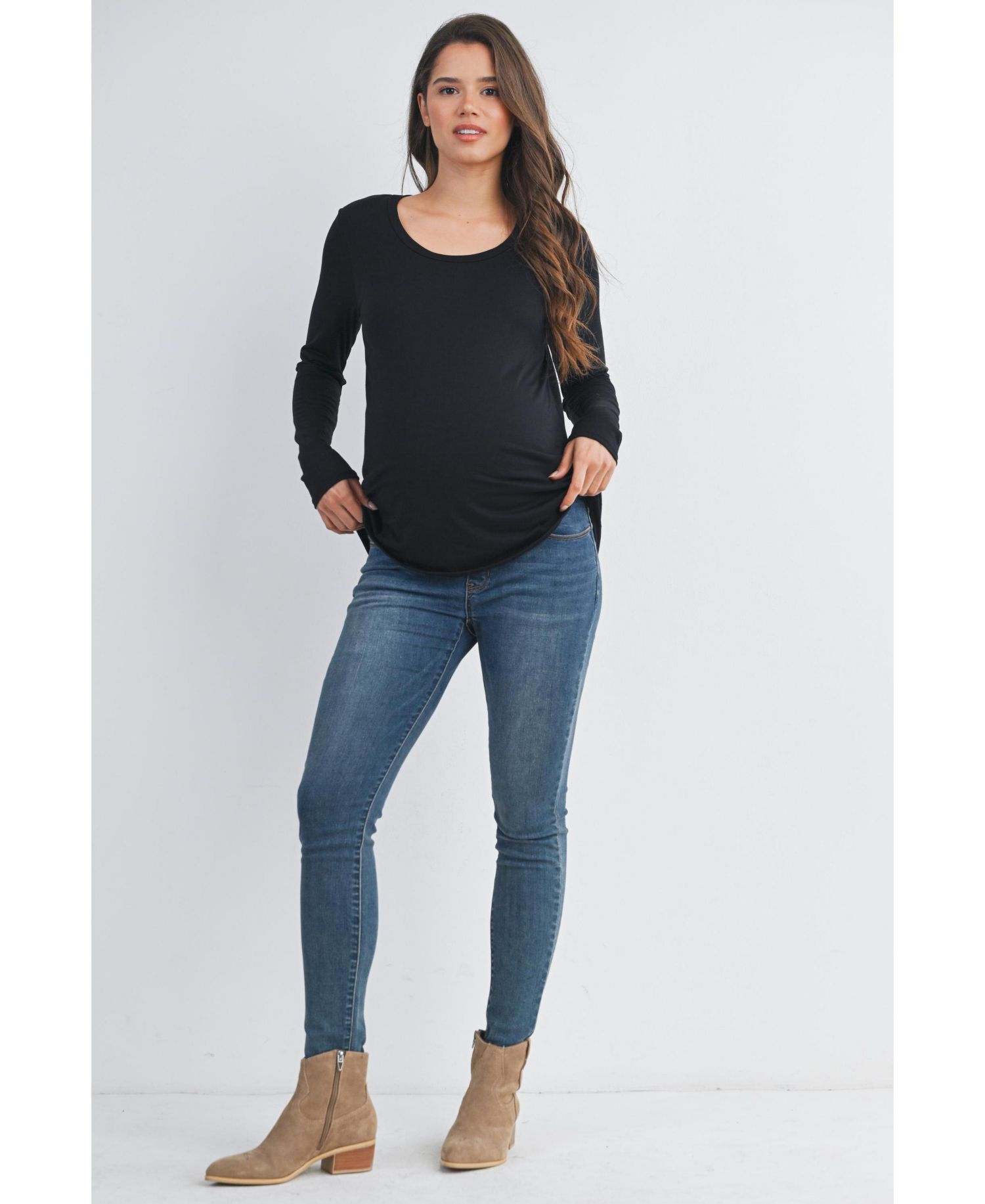 Maternity Casual Scoop Neck Long Sleeve Nursing Top