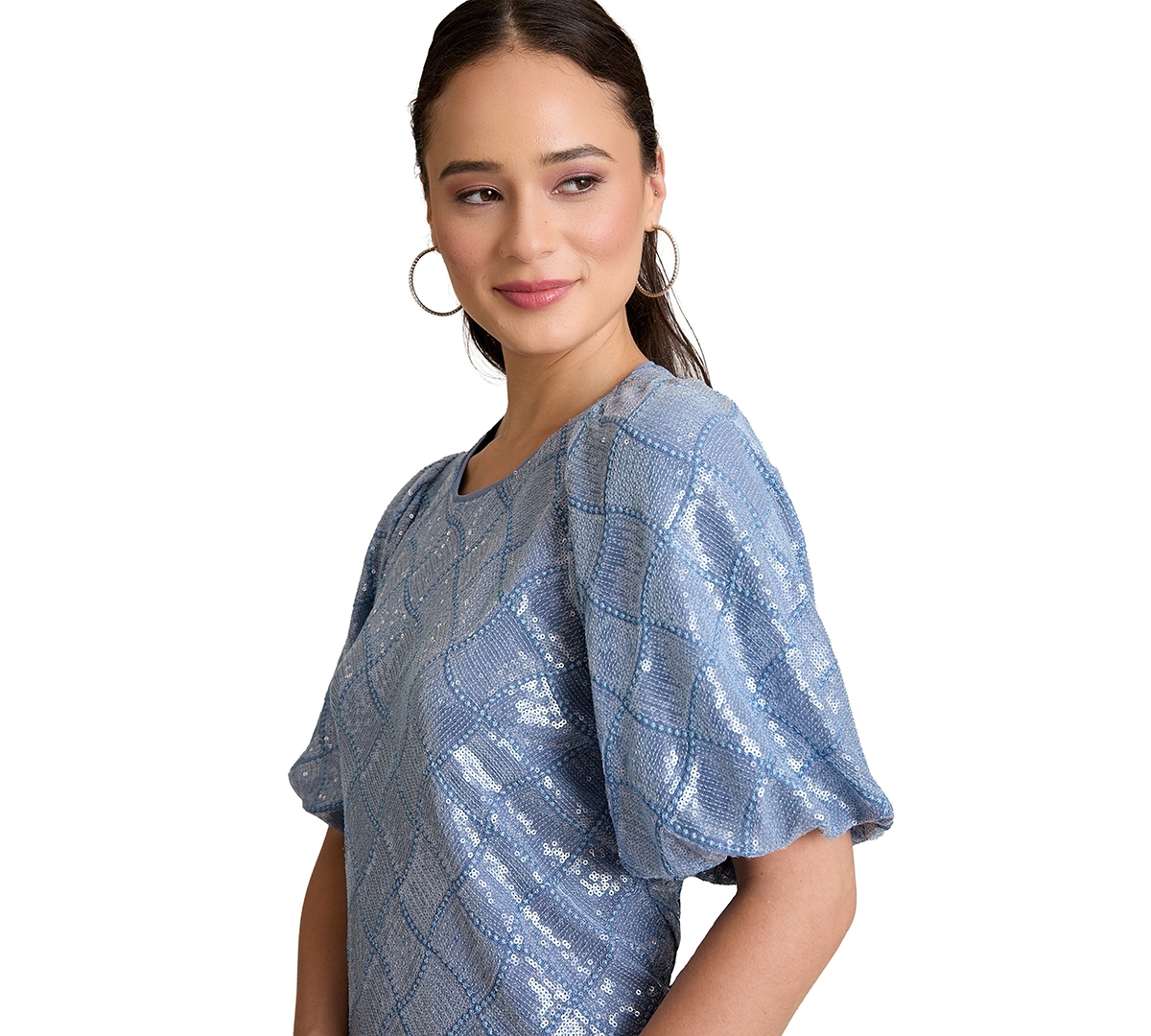 Muse Women's Crew Neck Bubble Short-Sleeve Top