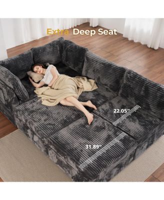 128''×96'' Modular Sectional Sofa , 8-Piece U-Shaped Deep Seat Cloud Couch with Chaise Ottoman