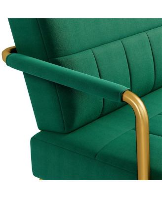 56.5″ W Upholstered Sofa Couch with Gold-tone Metal Arms and Legs