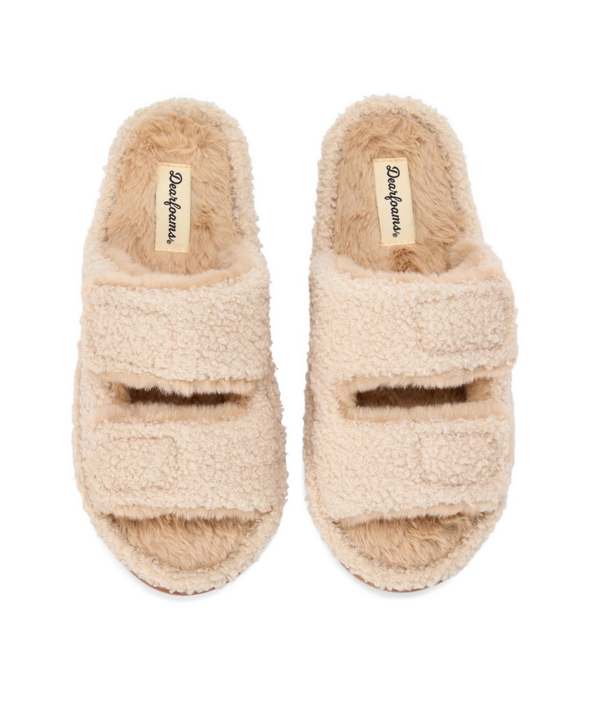 Dearfoams Women's Regina Teddy Double Band Slide Slipper