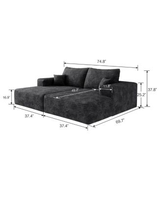 74.8" Modern Sofa Bed with Lounger