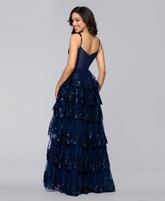 Juniors' Sweetheart Sequin Lace Tiered Ball Gown