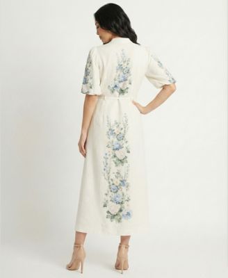 Petite Placement Print Short-Sleeve Shirt Dress