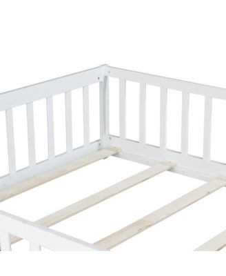 Floor Bed with Fence & Door, Rubber Wood