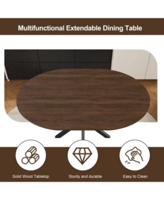 Streamdale Extendable Round Dining Table, 6-Person, Wood Veneer, 42-58 Inches