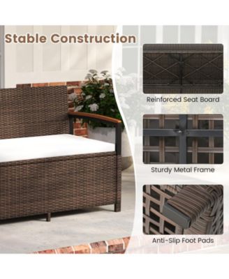 Outdoor Deck Box Storage Bench with Padded Seat Cushion