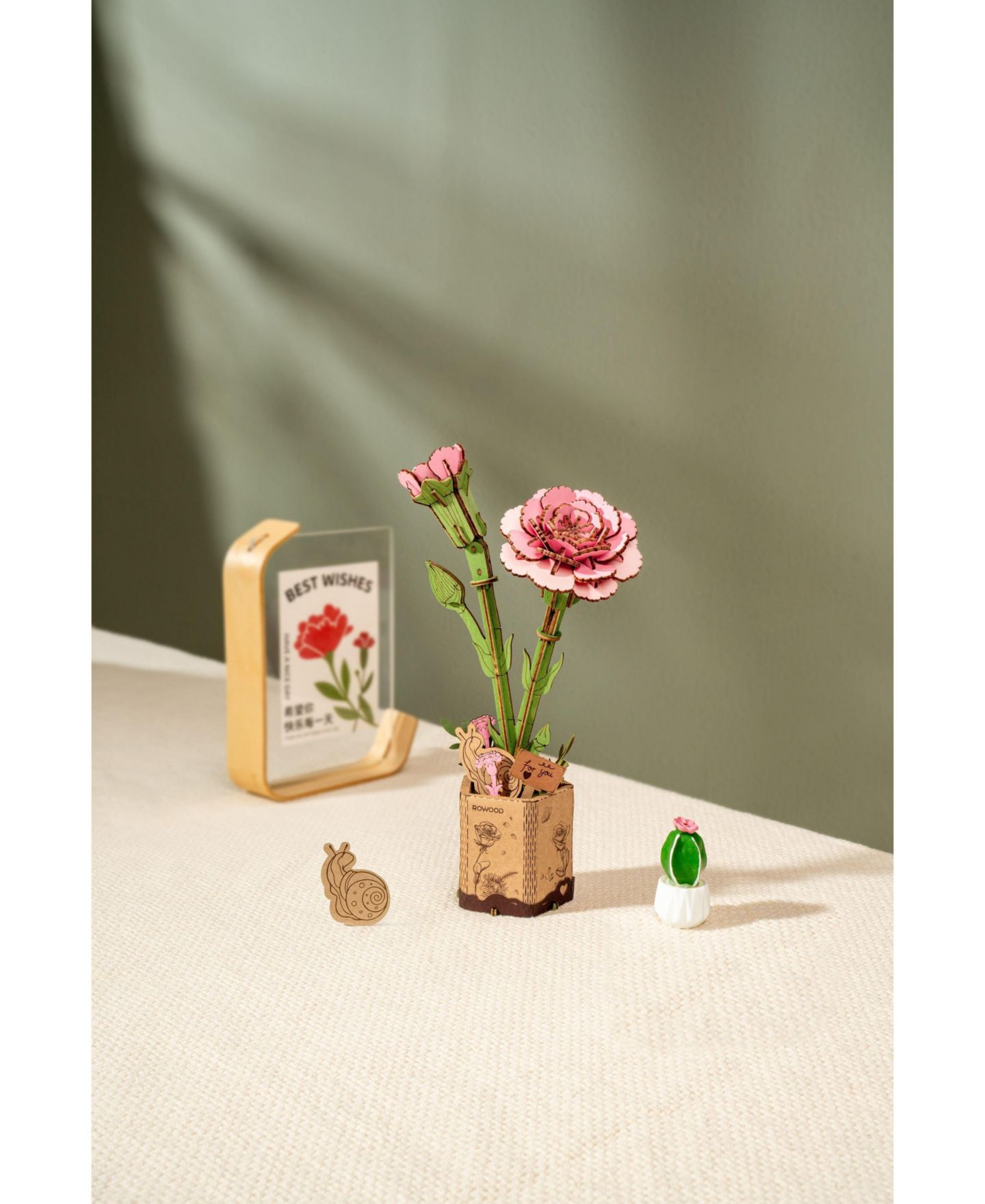 Детские конструкторы Flash Popup Pink Carnation 124-Piece 3D Wood Puzzle, Ages 8+ — фото 3