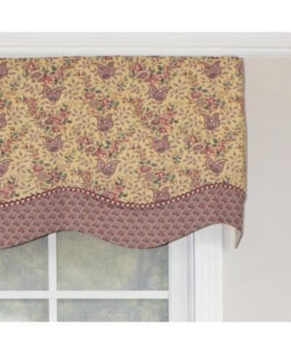 Lavender Days Trimmed Glory 100% Cotton with Fully Lined 3" Rod Pocket Valnance for Windows 50" x 16" Lavender