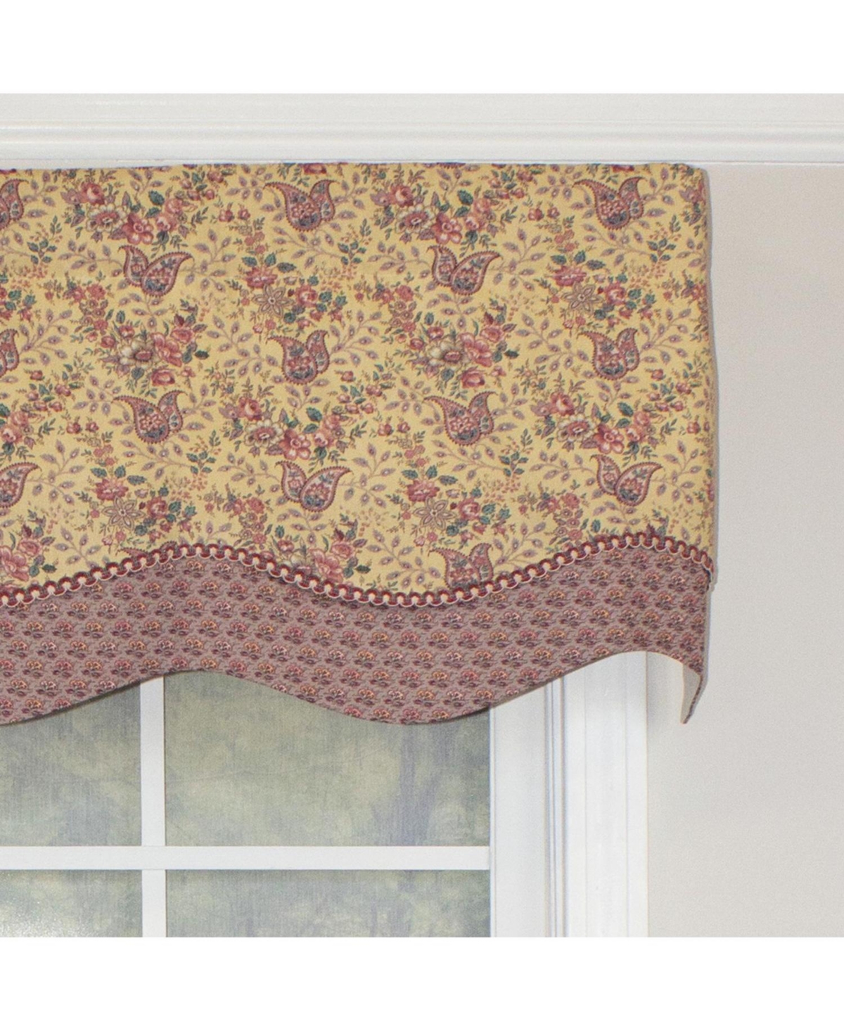 Rlf Home Lavender Days Trimmed Glory 100% Cotton with Fully Lined 3" Rod Pocket Valnance for Windows 50" x 16" Lavender