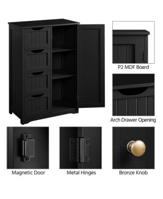 Wooden Bathroom Cabinet 32.5-Inch Height with 4 Drawers and Cupboard