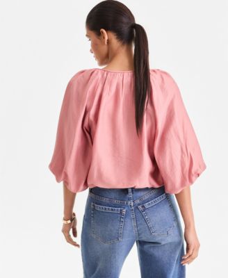 Women's 3/4 Sleeve Bubble-Hem Blouse