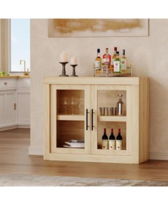 Sideboard Buffet Cabinet with 2 Glass Doors, Farmhouse Modern Accent Storage Cabinet