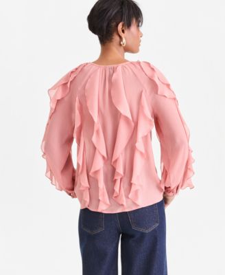 Women's Long-Sleeve Ruffled Blouse