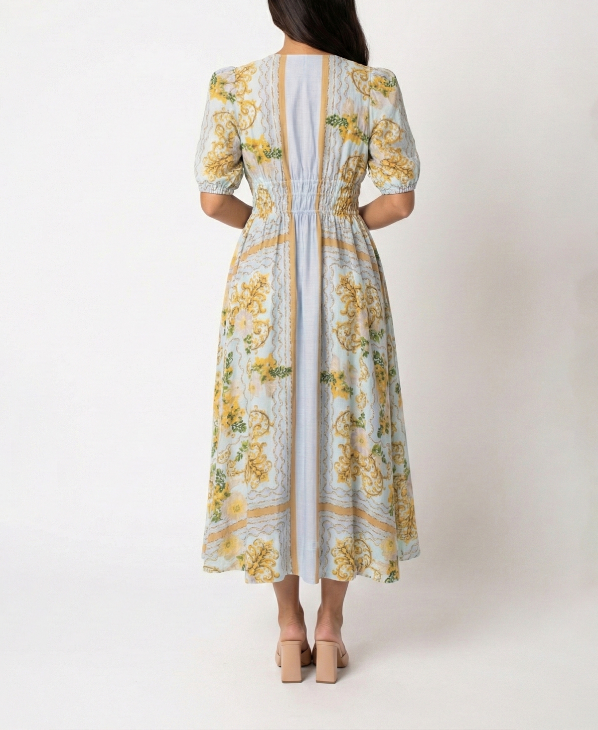 Taylor Women's Smocked Waist A-Line Tie Detail Dress