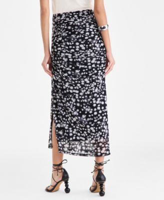 Women's Printed Mesh Midi Skirt
