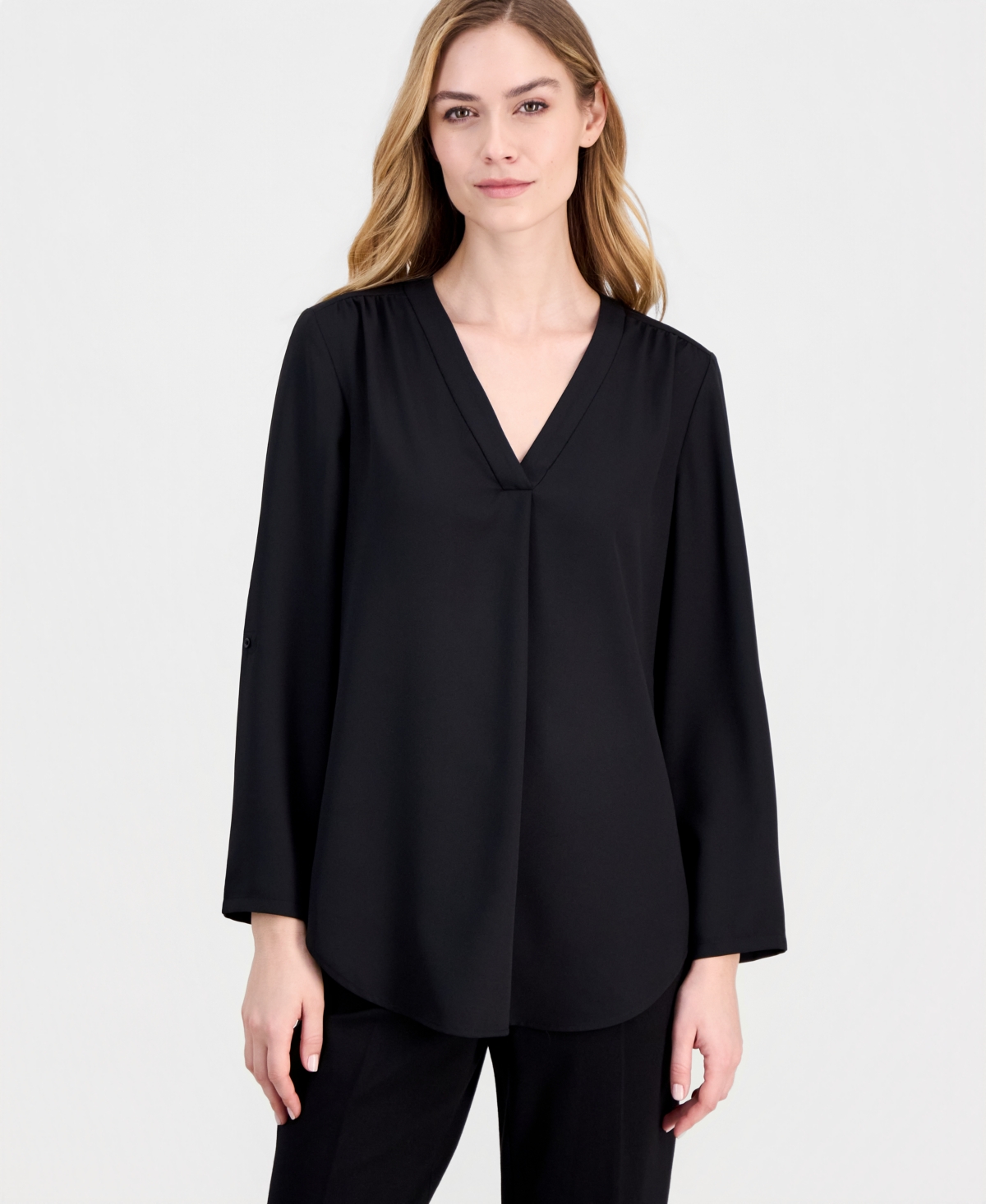 Anne Klein Women's 3/4-Sleeve V-Neck Top