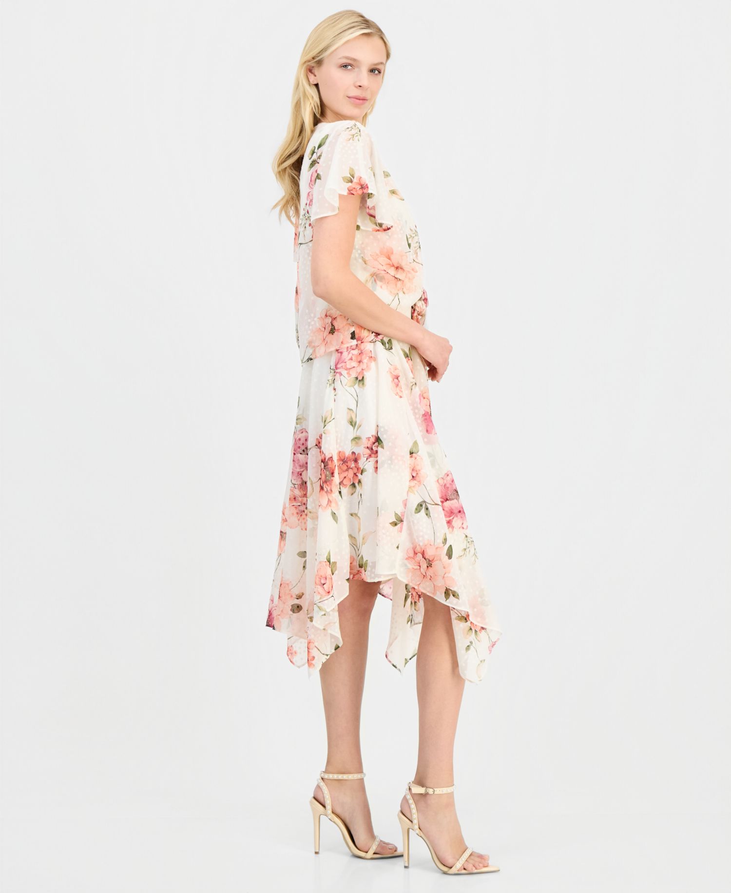 Women's Handkerchief-Hem Chiffon-Jacket Dress