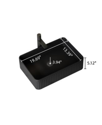 20'' Bathroom Sink, Rectangular Striped Vessel Ceramic Basin without Faucet, NO Cabinet, Black