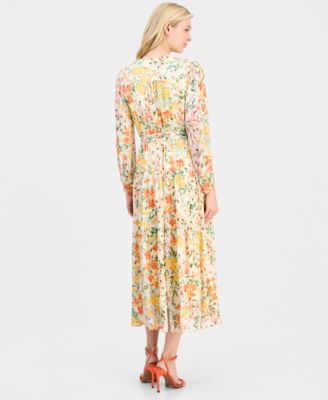 Women's Pleated Belted Dress