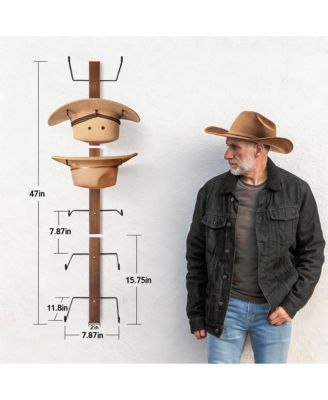 Wooden + Metal Cowboy Hat Rack - DIY Wall Mount for 6 Hats