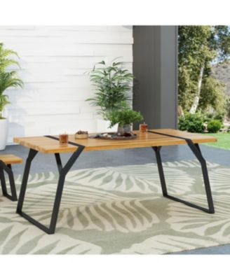 Acacia Wood Outdoor Dining Table with Modern Industrial Style