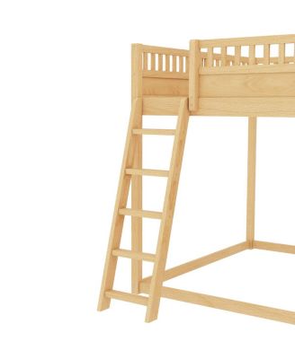 Loft Bed with Headboard, Shelves, Ladder & Slide