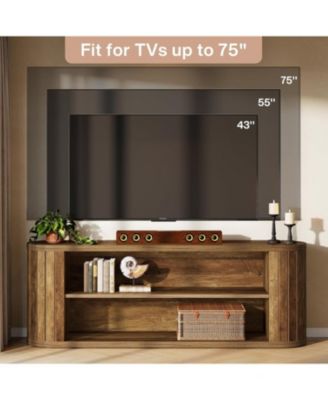 TV Stand for 55/60/65/75-Inch TVs, Farmhouse Entertainment Center with 3-Tier Storage Shelf, 63" TV Consoles for Living Room, Bedroom