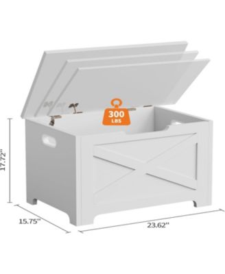23.6" Wooden Storage Chest, Storage Bench with Safety Hinge for Entryway & Living Room.